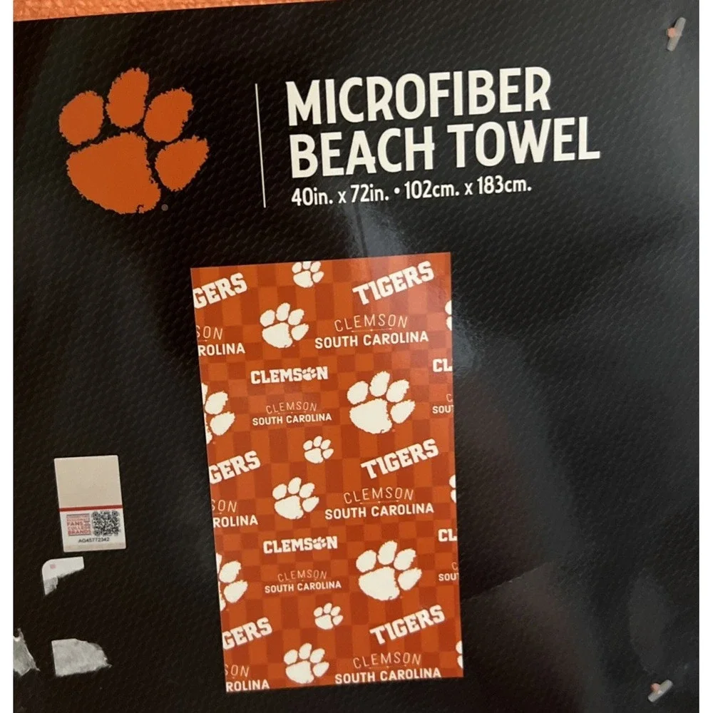 New Northwest NCAA Clemson Tigers Microfiber Beach Towel 40